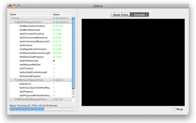 GHUnit runs the ASIHTTPRequest tests